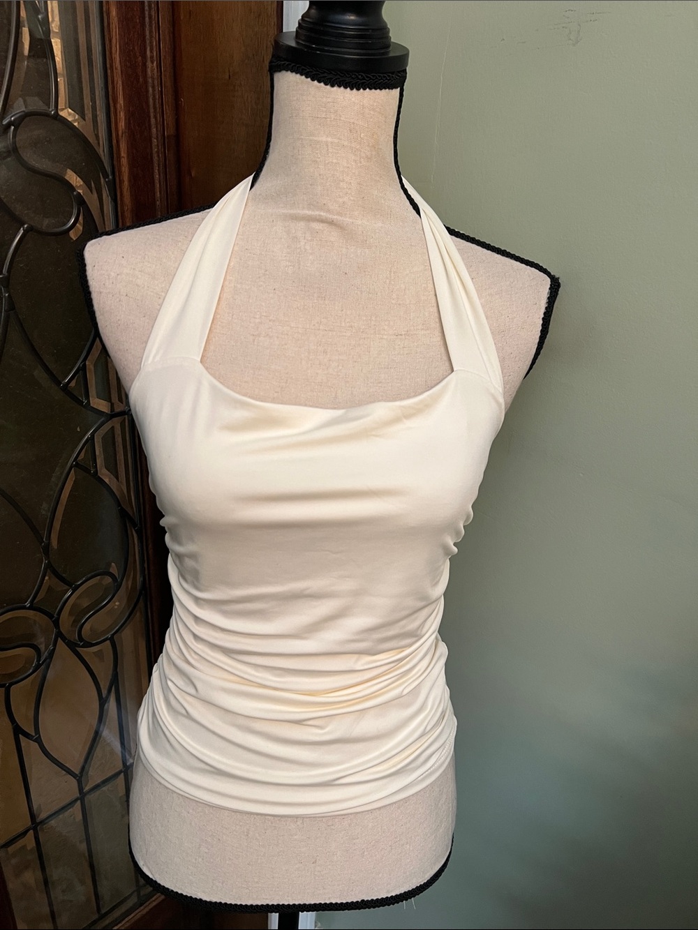 Ivory Halter Ruched Tank Top